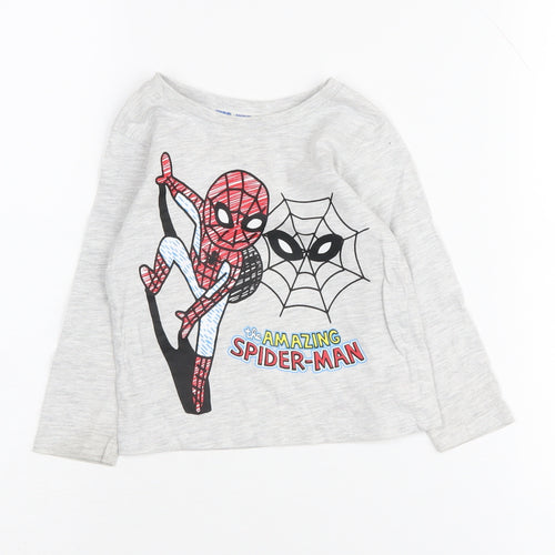 Marvel Spider-Man Grey T-Shirt, 12-18 Months, Unisex, Long Sleeve