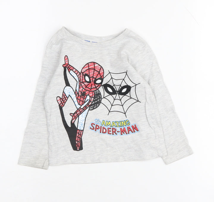 Marvel Spider-Man Grey T-Shirt, 12-18 Months, Unisex, Long Sleeve
