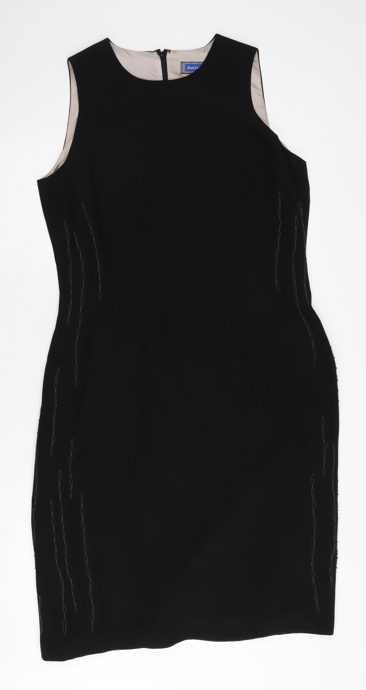 Austin Reed Women's Black Silk Sheath Dress, Size 14