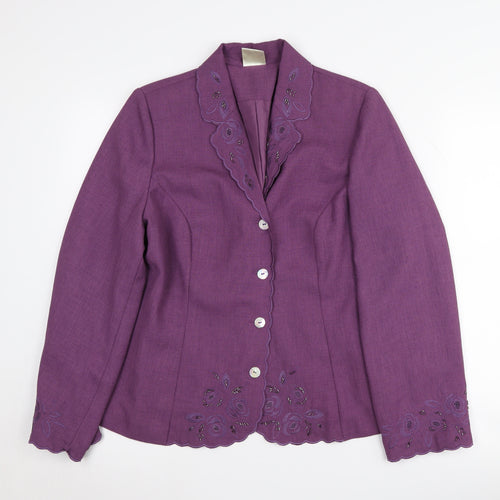 Eastex Women's Purple Floral Suit Jacket Size 14