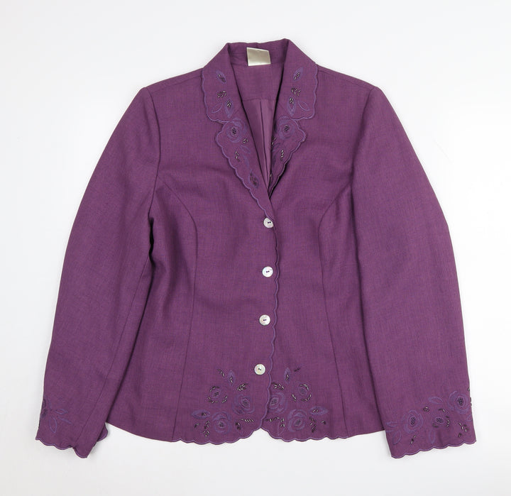 Eastex Women's Purple Floral Suit Jacket Size 14