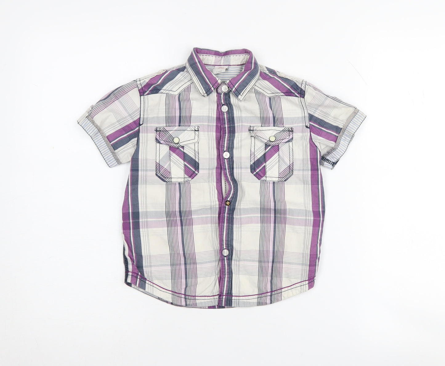 s.Oliver Boys Multicoloured Plaid Button-Up Shirt 4-5 Years