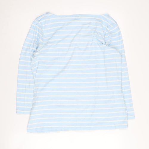 J.Crew Women's Blue Striped Boat Neck T-Shirt L