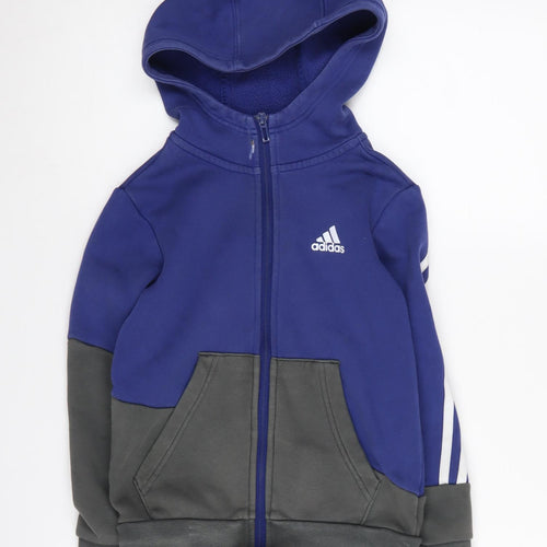 Adidas Boys Blue Full Zip Hoodie 7-8 Years