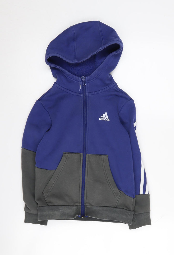 Adidas Boys Blue Full Zip Hoodie 7-8 Years