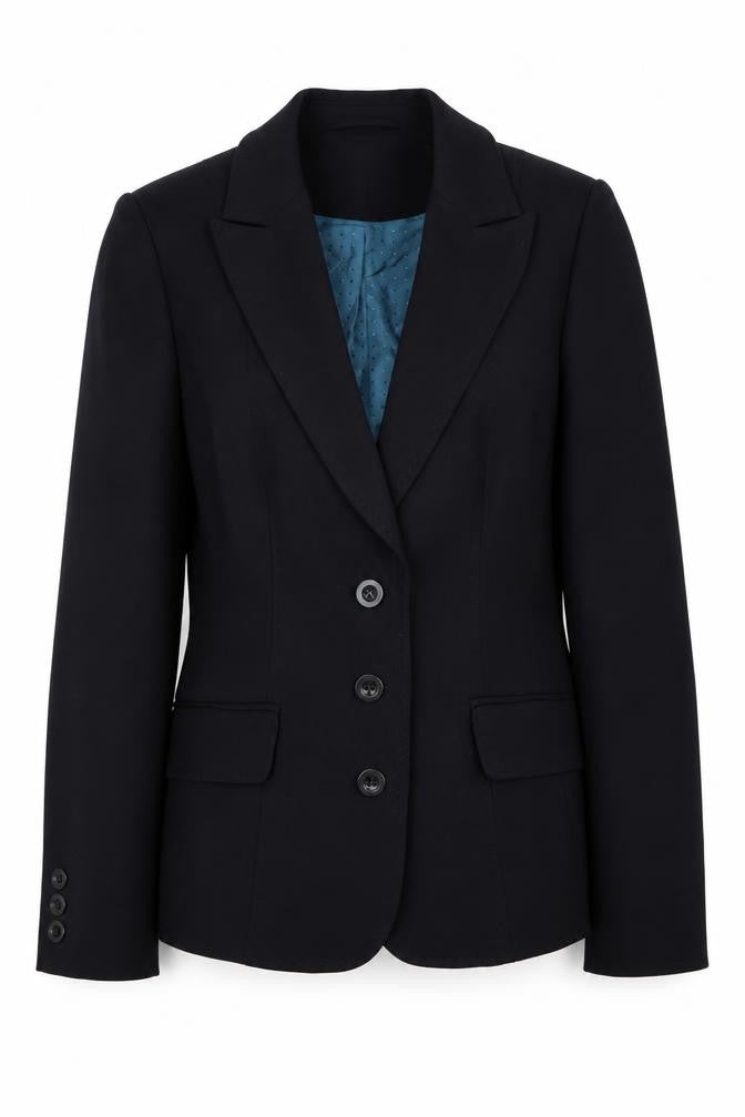 Front view of Austin Reed Women's Black Blazer, size 10, Classic Fit