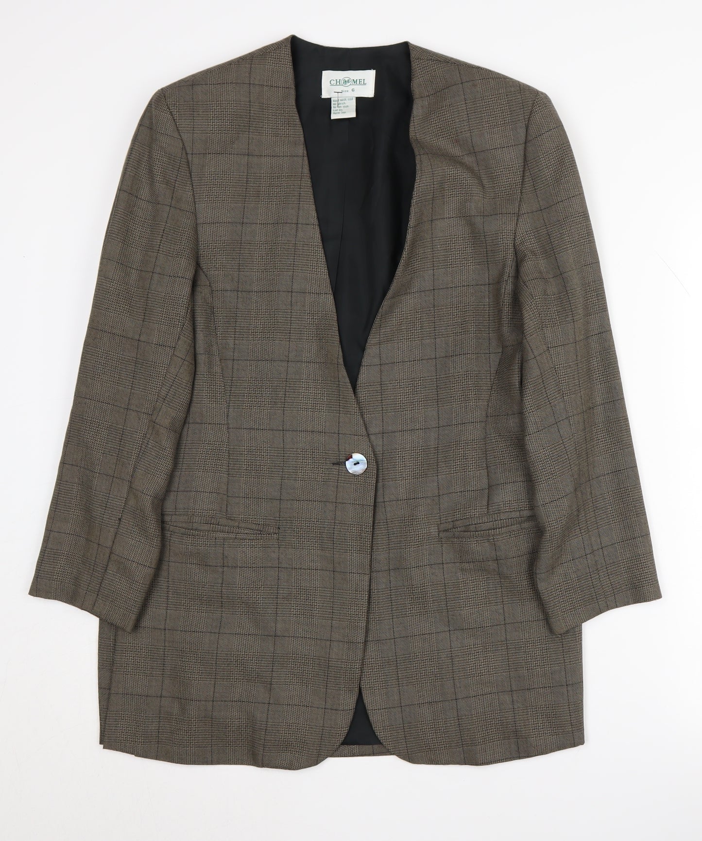 CHOMEL Women’s Brown Check Blazer Size 6