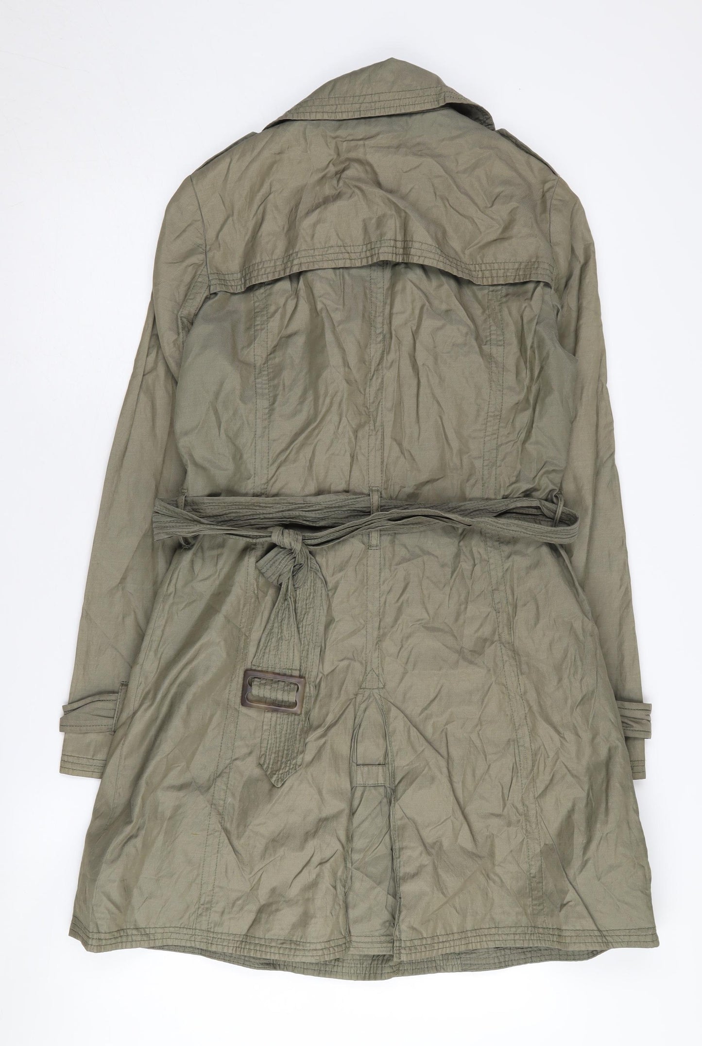 John Lewis Women's Green Trench Coat, Size 10, Belted Classic