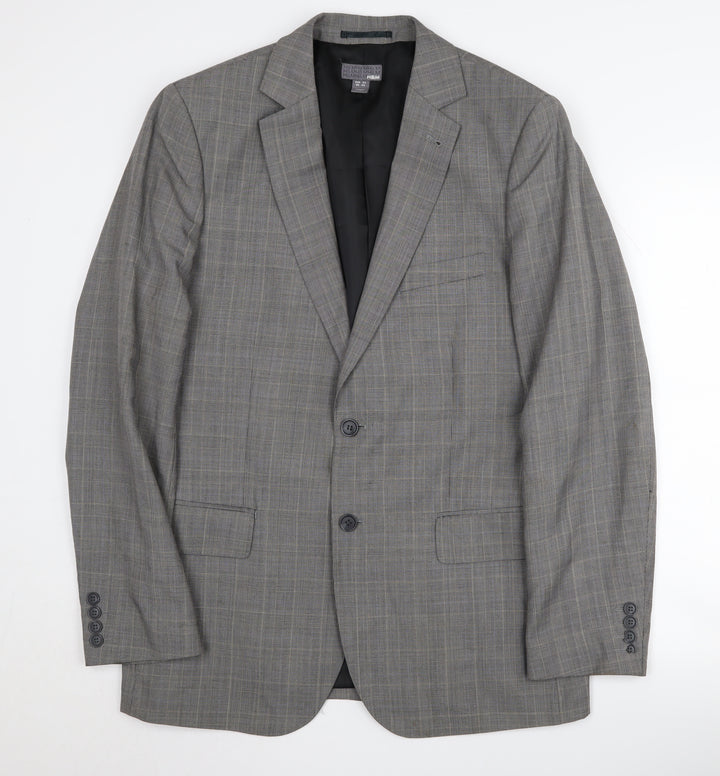 H&M Men's Grey Blazer Size 42 Check Pattern
