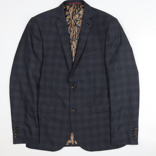 Next Men's Blue Plaid Slim Fit Jacket 40R