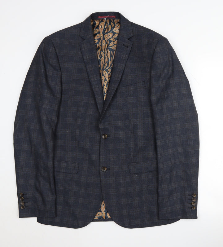 Next Men's Blue Plaid Slim Fit Jacket 40R