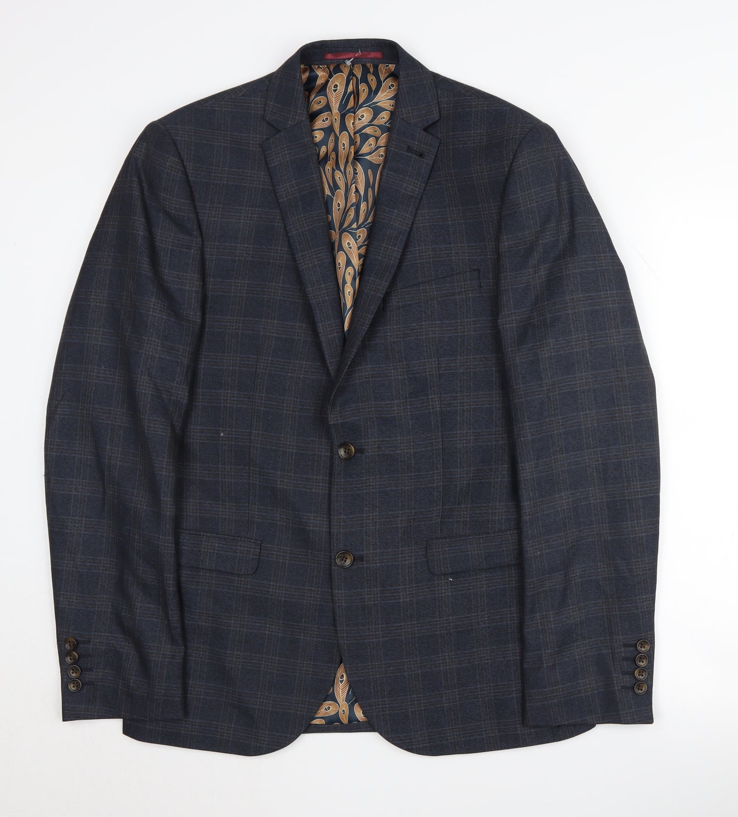 Next Men's Blue Plaid Slim Fit Jacket 40R