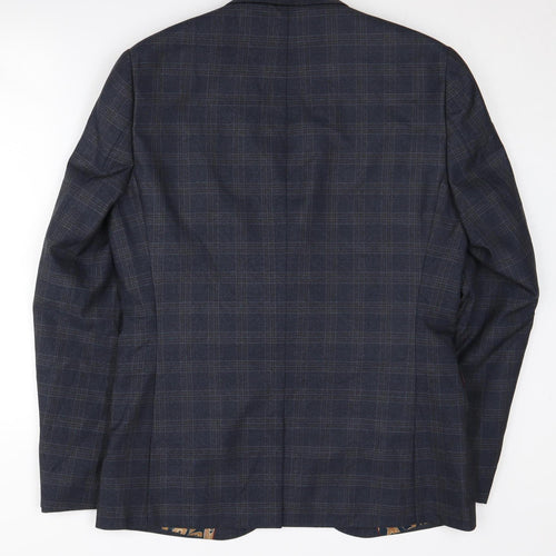 Next Men's Blue Plaid Slim Fit Jacket 40R