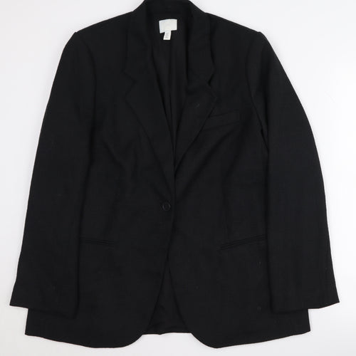 H&M Women's Black Blazer M Single-Breasted Notch