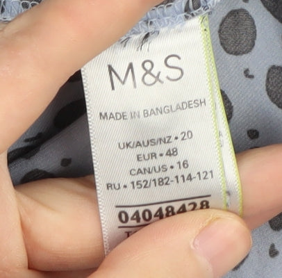 Marks and Spencer Women's Blue Animal Print Blouse Size 20
