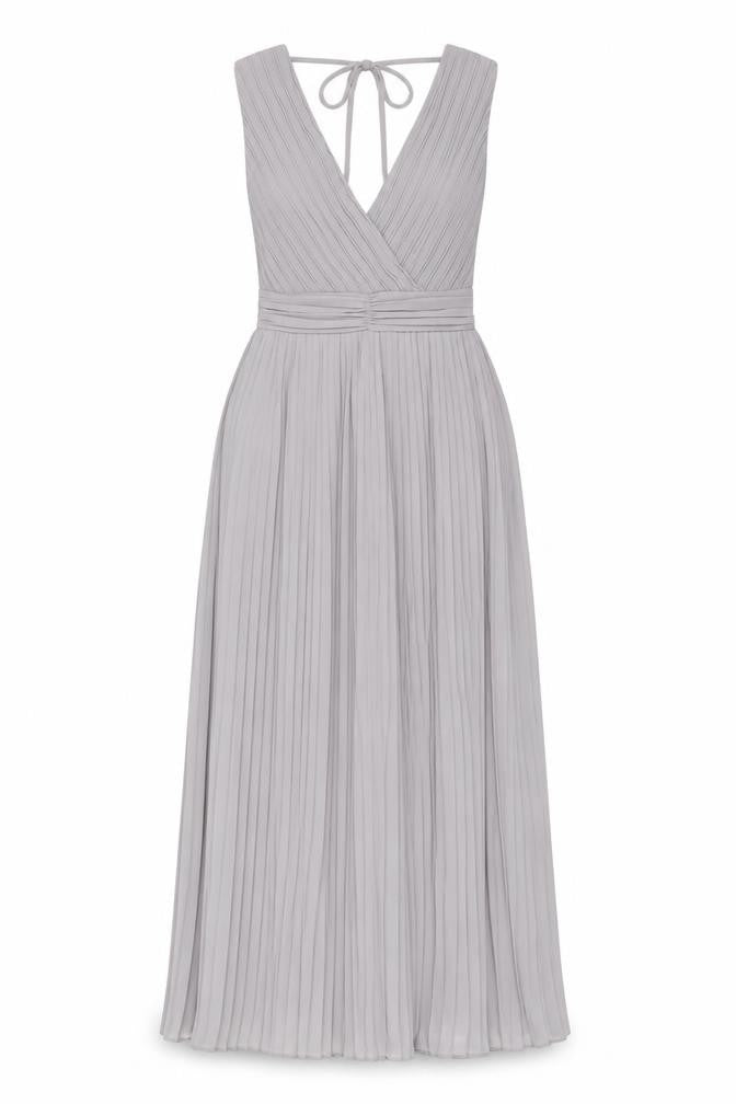 Front view of TFNC London Grey Sleeveless Maxi Dress -, size 10