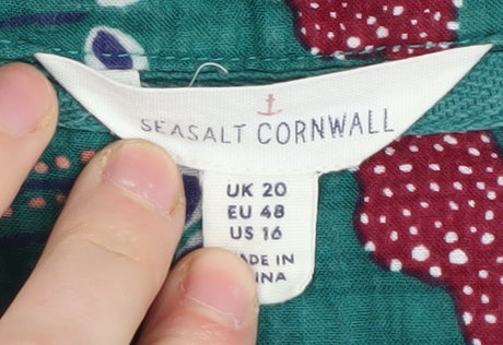 Seasalt Cornwall Women's Green Floral Tunic Blouse Size 20