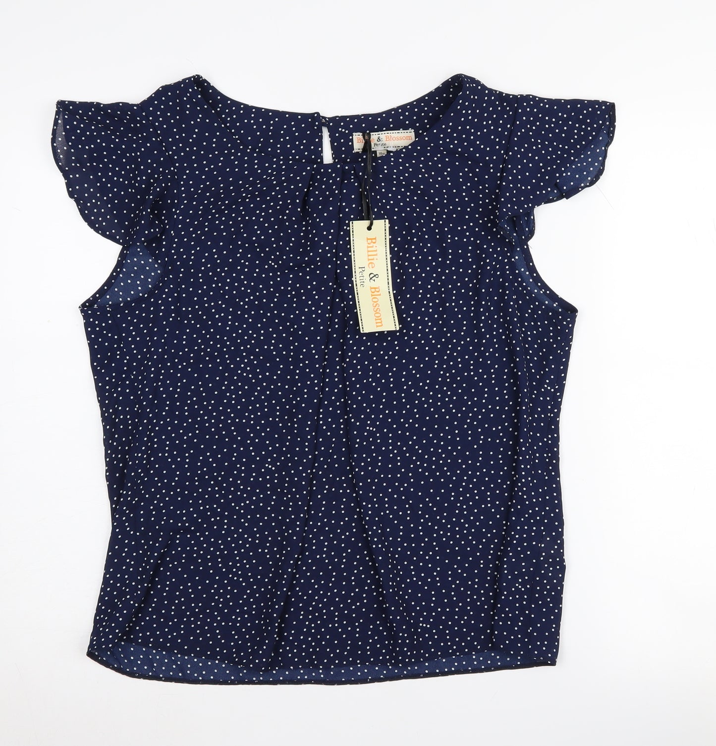 Billie & Blossom Petite Women's Blue Polka Dot Blouse