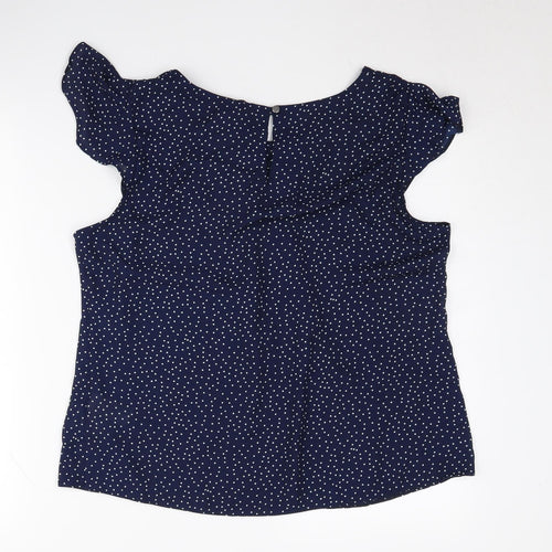 Billie & Blossom Petite Women's Blue Polka Dot Blouse