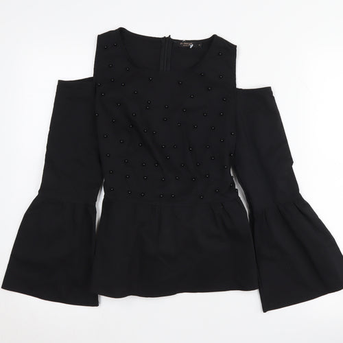 In Vogue Paris Women's Black Cold Shoulder Blouse