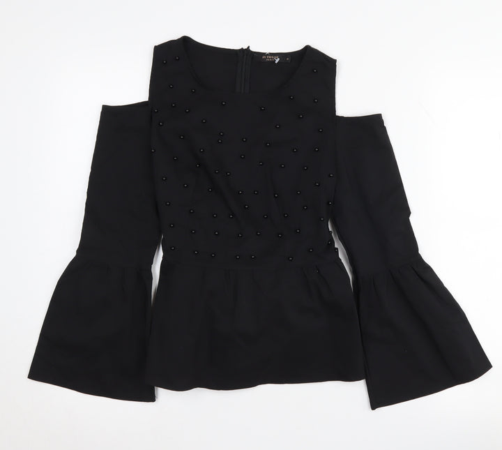 In Vogue Paris Women's Black Cold Shoulder Blouse