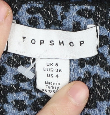 Topshop Women's Blue Animal Print Knit Dress Size 8