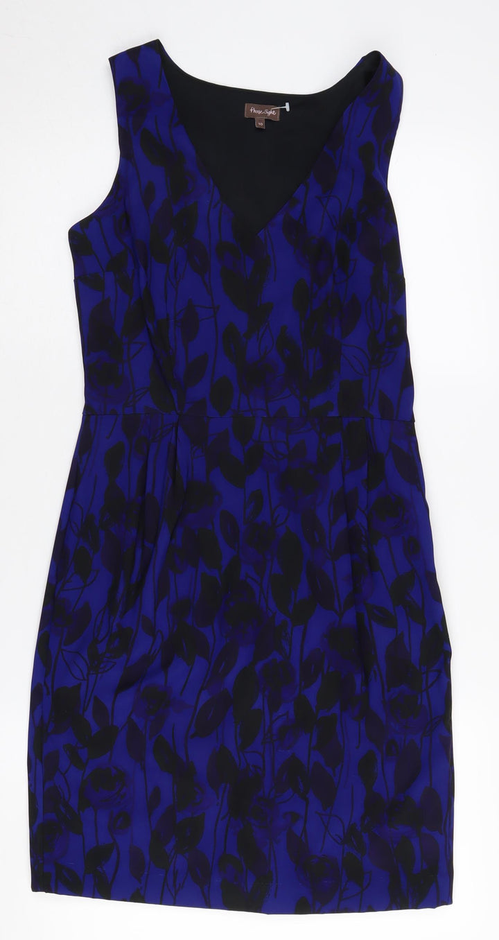 Phase Eight Women's Blue Floral Sleeveless Dress