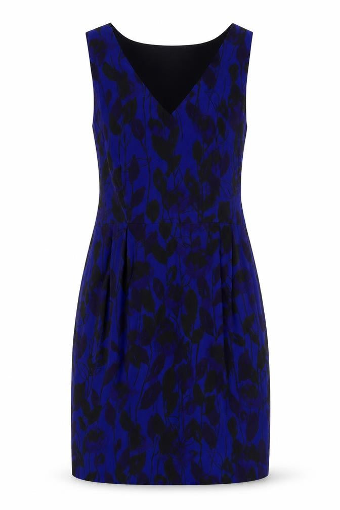 Front view of Phase Eight Women's Blue Floral Sleeveless Dress
