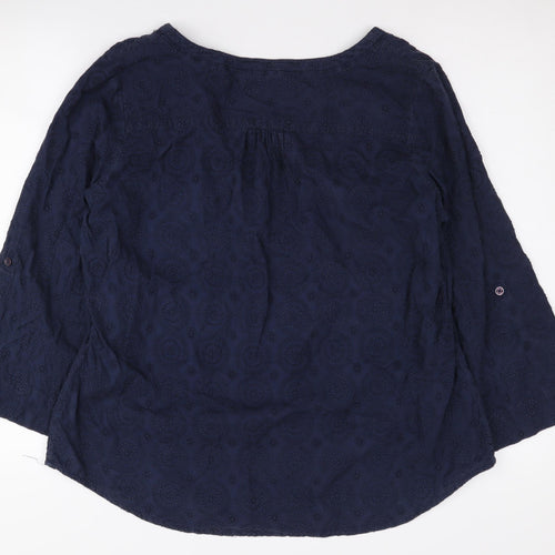Fat Face Women's Blue Blouse Size 16 Casual 3/4 Sleeve