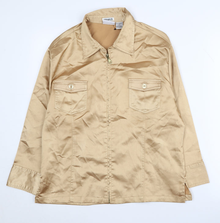 Venca Women's Beige Long Sleeve Collared Shirt XL