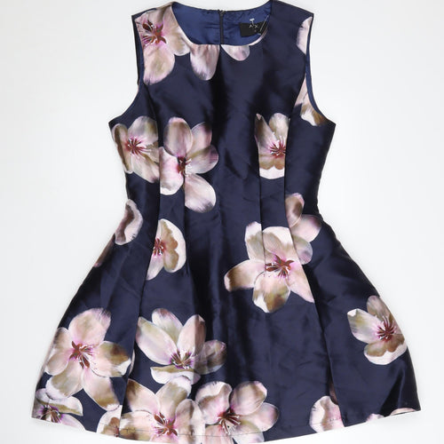 AX Paris Women's Blue Floral Fit & Flare Dress Size 10