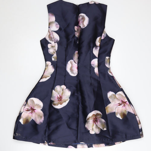 AX Paris Women's Blue Floral Fit & Flare Dress Size 10