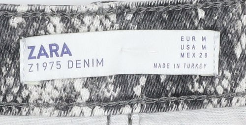 Zara Women's Grey Snake Print Denim Skirt Size 12
