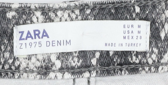Zara Women's Grey Snake Print Denim Skirt Size 12