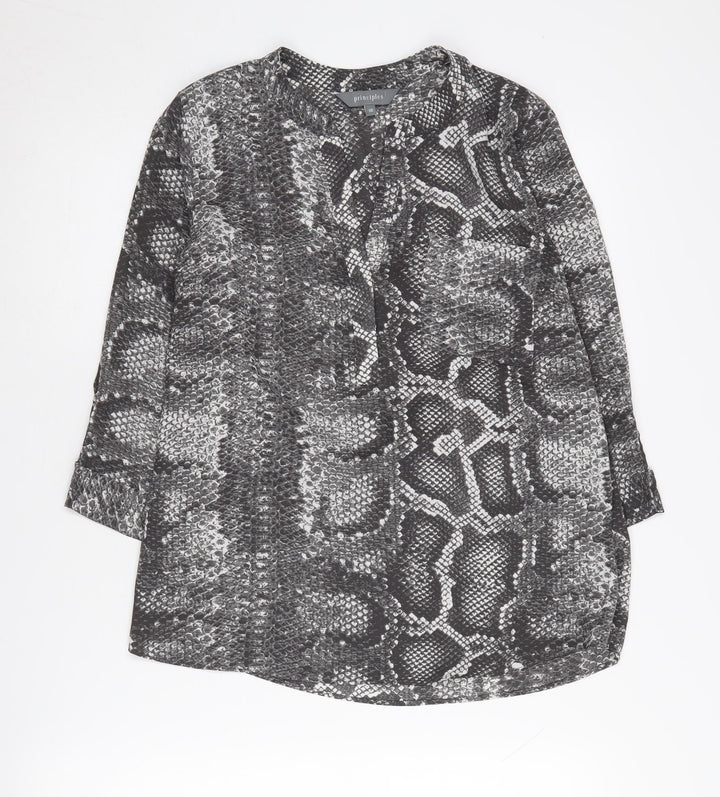 Principles Women's Grey Animal Print Blouse, Size 10