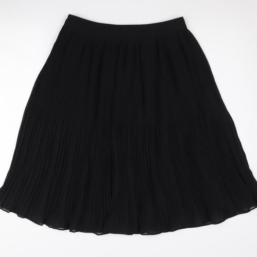 Marks and Spencer Black Pleated Midi Skirt Size 8