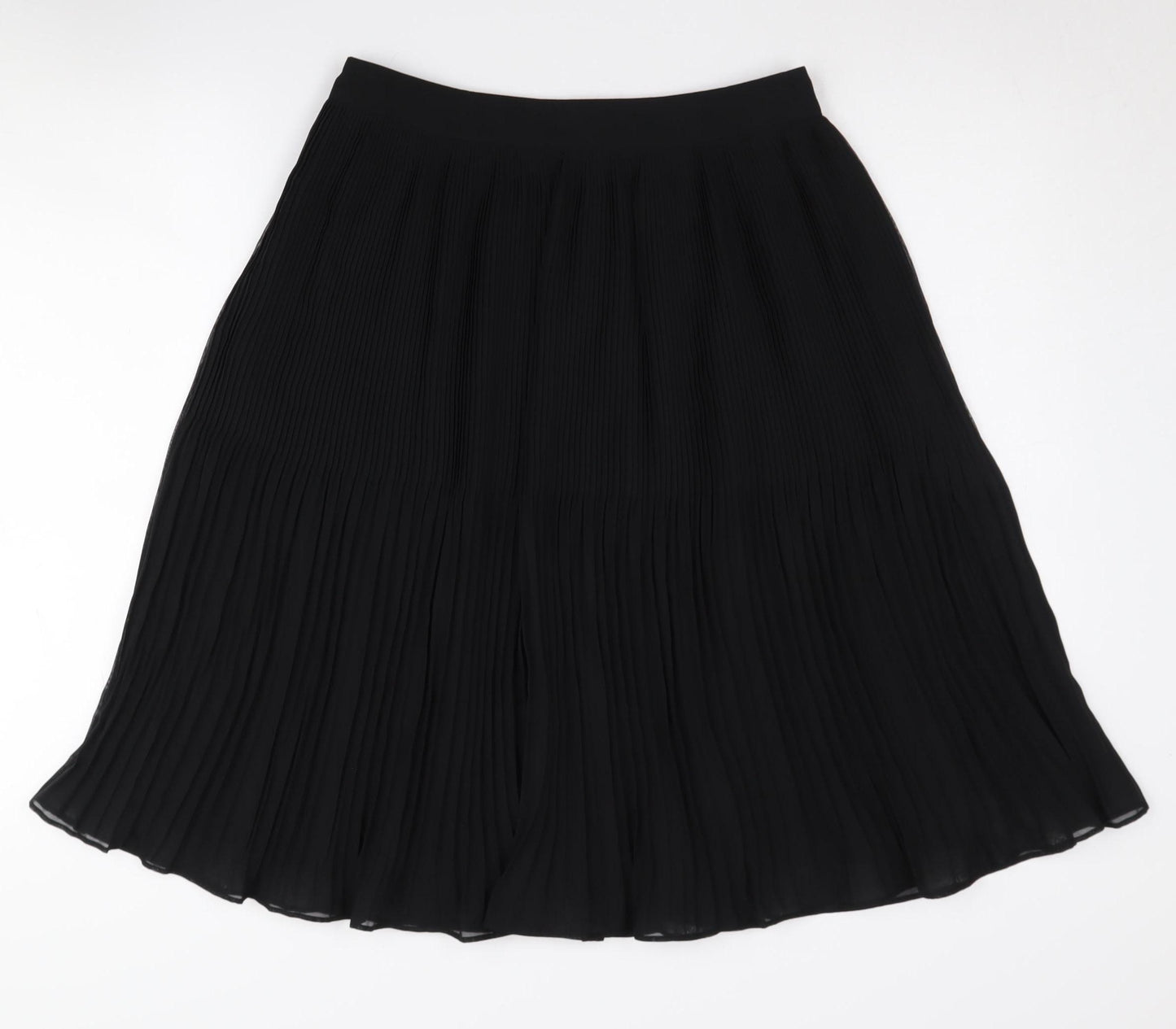 Marks and Spencer Black Pleated Midi Skirt Size 8