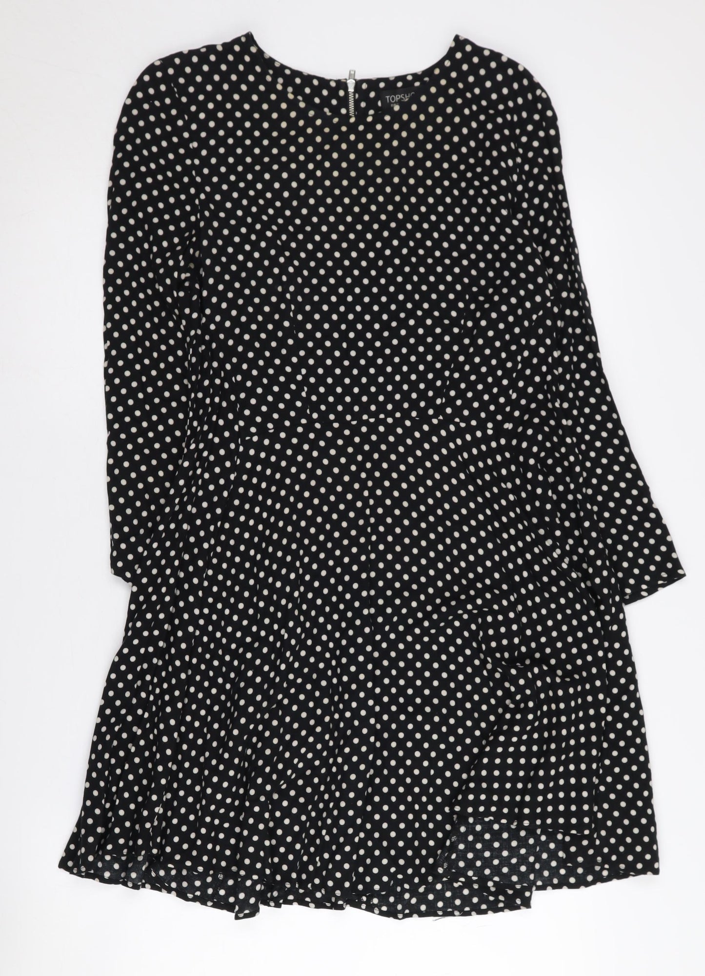 Topshop Women’s Black Polka Dot Long Sleeve Dress