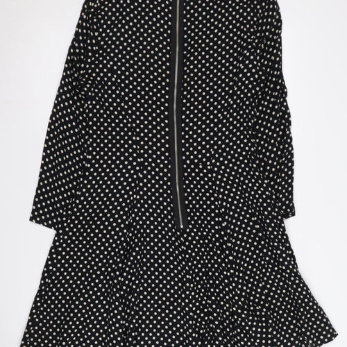Topshop Women’s Black Polka Dot Long Sleeve Dress