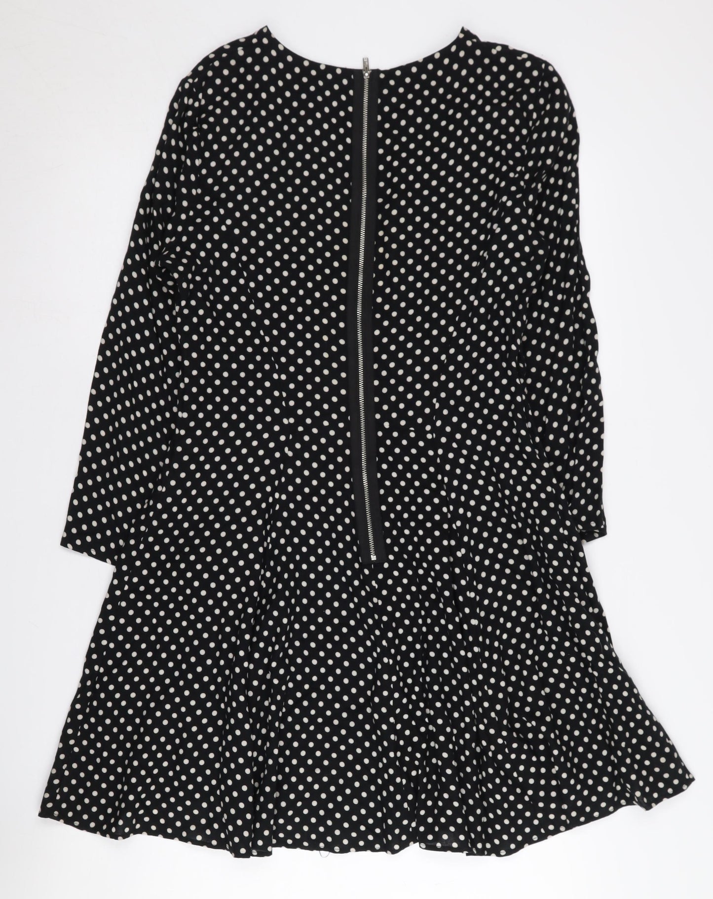 Topshop Women’s Black Polka Dot Long Sleeve Dress