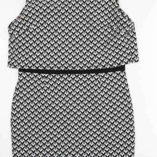 Miss Selfridge Women's Black & White Chevron Pencil Dress