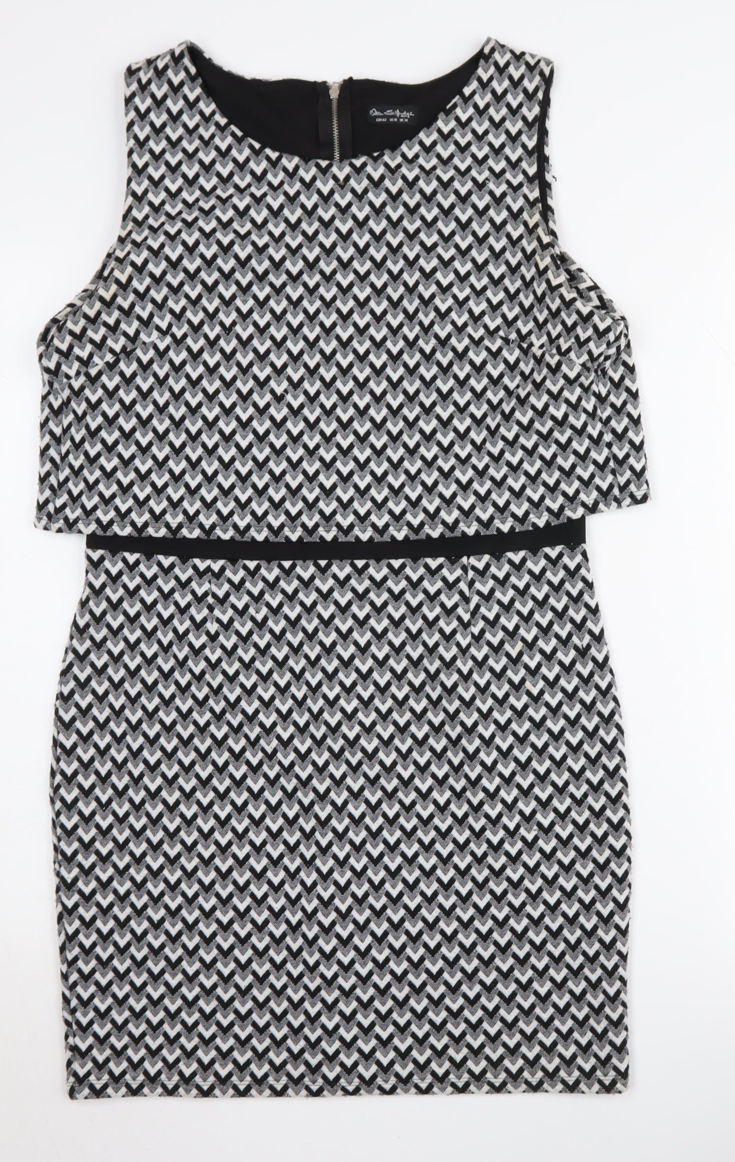 Miss Selfridge Women's Black & White Chevron Pencil Dress
