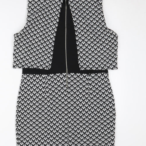 Miss Selfridge Women's Black & White Chevron Pencil Dress