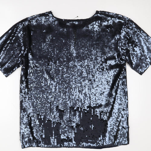 Topshop Women's Black Sequin Short Sleeve T-Shirt