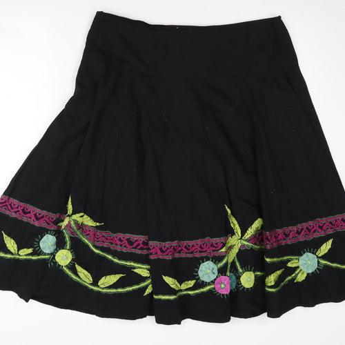 Phase Eight Women's Black Embroidered Skirt, Size 16