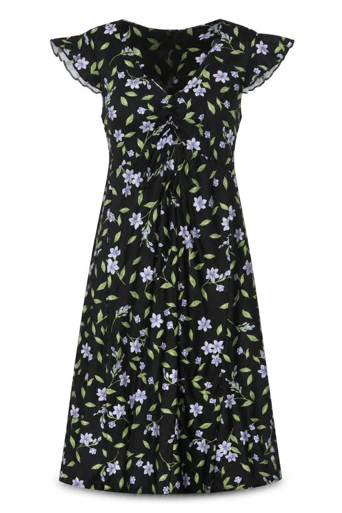 Front view of River Island Women's Black Floral Dress, size 10