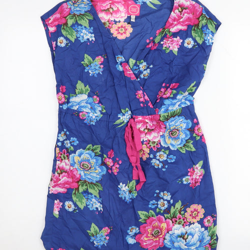 Joules Women's Blue Floral Wrap Blouse, Size S