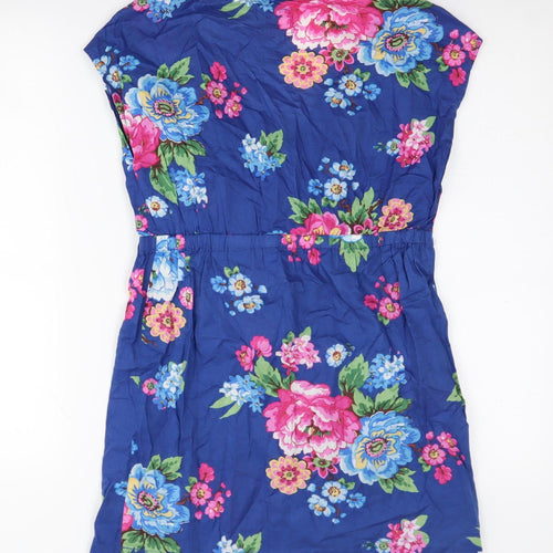 Joules Women's Blue Floral Wrap Blouse, Size S