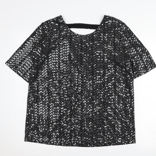 Next Women's Black Sequin T-Shirt Size 16