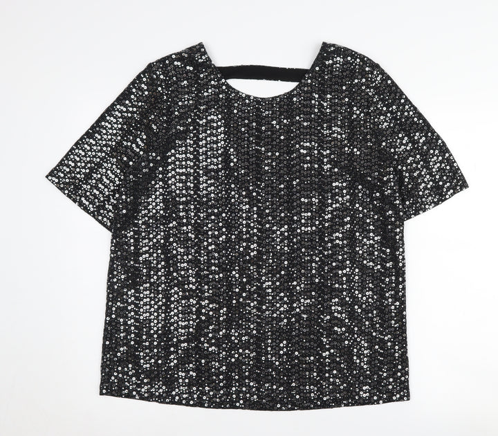 Next Women's Black Sequin T-Shirt Size 16